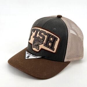 Black Eagle Fish Embroidered Mesh Trucker Hat Snap Back One Size New